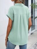 Camisa Casual de Manga Murciélago con Botones Frontales