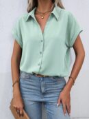 Camisa Casual de Manga Murciélago con Botones Frontales