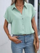Camisa Casual de Manga Murciélago con Botones Frontales