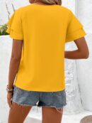 Camisa Casual de Verano con Mangas de Volantes en Color Sólido