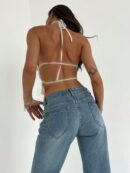 Top Camisola Acordonado con Volantes y Transparencia Semi-Sheer