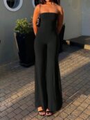 Mono de Verano Sin Tirantes con Pierna Ancha para Mujer