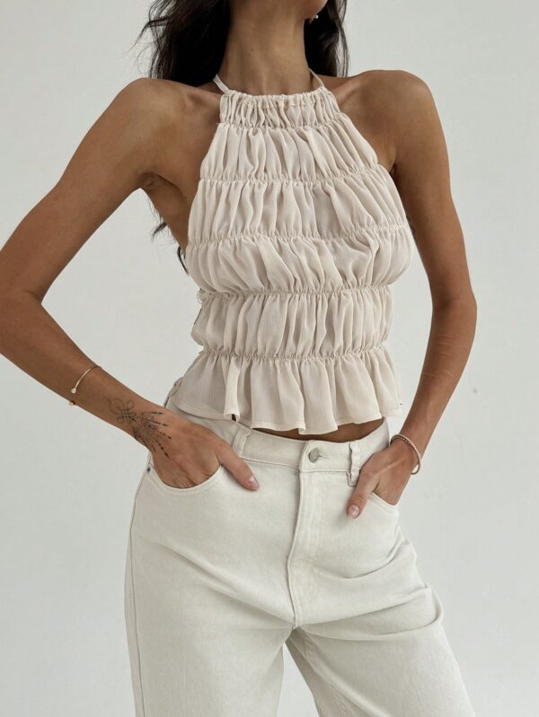 Top Camisola Acordonado con Volantes y Transparencia Semi-Sheer - Image 53