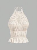 Top Camisola Acordonado con Volantes y Transparencia Semi-Sheer