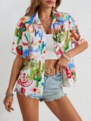 Camisa Estampada Graffiti Casual de Verano