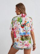 Camisa Estampada Graffiti Casual de Verano