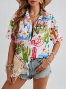 Camisa Estampada Graffiti Casual de Verano