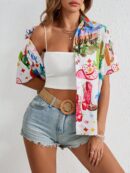 Camisa Estampada Graffiti Casual de Verano