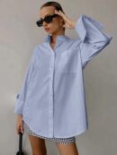 Camisa Relajada Manga Larga para Negocios y Casual