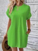 Vestido Casual Manga Murciélago con Bolsillo Oculto