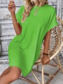Vestido Casual Manga Murciélago con Bolsillo Oculto