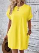 Vestido Casual Manga Murciélago con Bolsillo Oculto