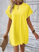 Vestido Casual Manga Murciélago con Bolsillo Oculto