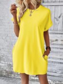 Vestido Casual Manga Murciélago con Bolsillo Oculto