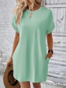 Vestido Casual Manga Murciélago con Bolsillo Oculto