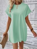 Vestido Casual Manga Murciélago con Bolsillo Oculto