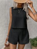 Set de Top Sin Mangas y Shorts a Juego en Color Sólido