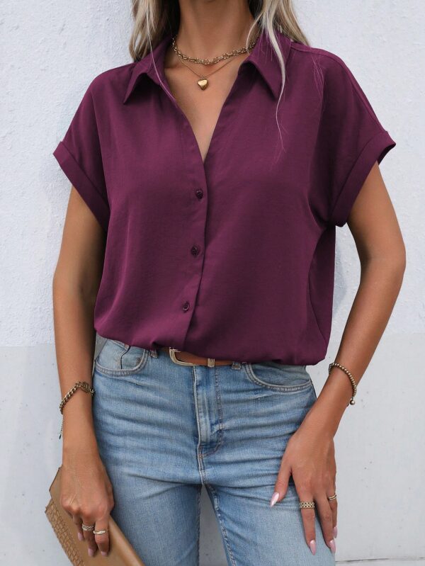 Camisa Casual de Manga Murciélago con Botones Frontales - Image 157