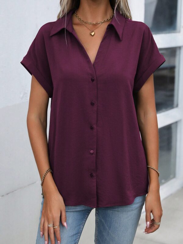 Camisa Casual de Manga Murciélago con Botones Frontales - Image 158