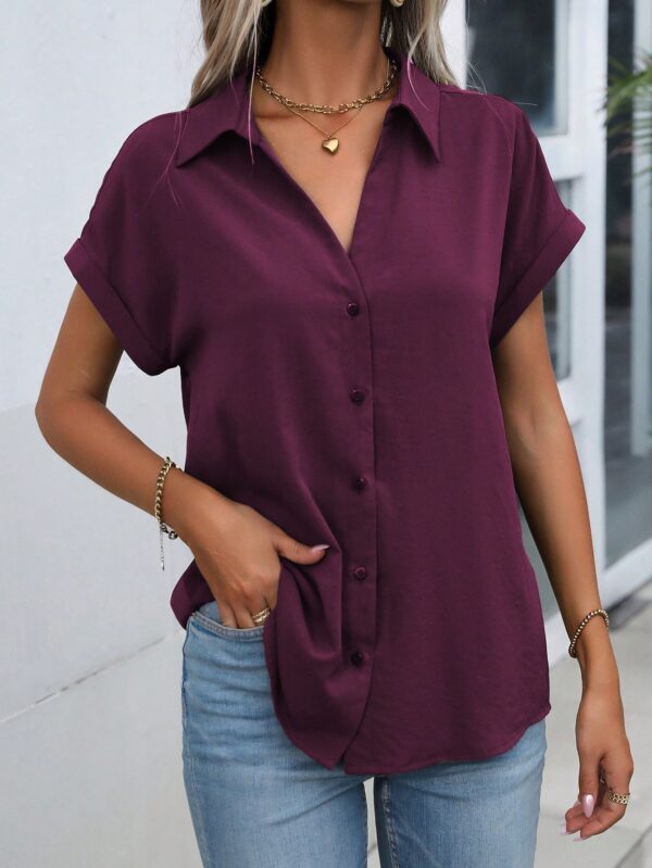 Camisa Casual de Manga Murciélago con Botones Frontales - Image 159