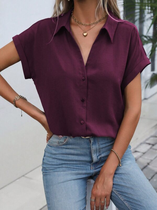 Camisa Casual de Manga Murciélago con Botones Frontales - Image 161