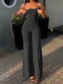 Mono de Verano Sin Tirantes con Pierna Ancha para Mujer