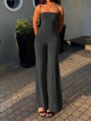 Mono de Verano Sin Tirantes con Pierna Ancha para Mujer