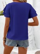 Camisa Casual de Verano con Mangas de Volantes en Color Sólido