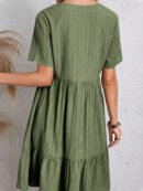 Vestido Vacacional con Cuello en V y Dobladillo Volanteado