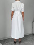 Vestido Camisero de Verano con Manga Puff y Cinturón