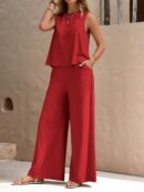 Conjunto Casual Top de Tirantes y Pantalón de Pierna Ancha