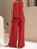 Conjunto Casual Top de Tirantes y Pantalón de Pierna Ancha