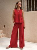 Conjunto Casual Top de Tirantes y Pantalón de Pierna Ancha