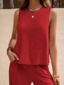Conjunto Casual Top de Tirantes y Pantalón de Pierna Ancha