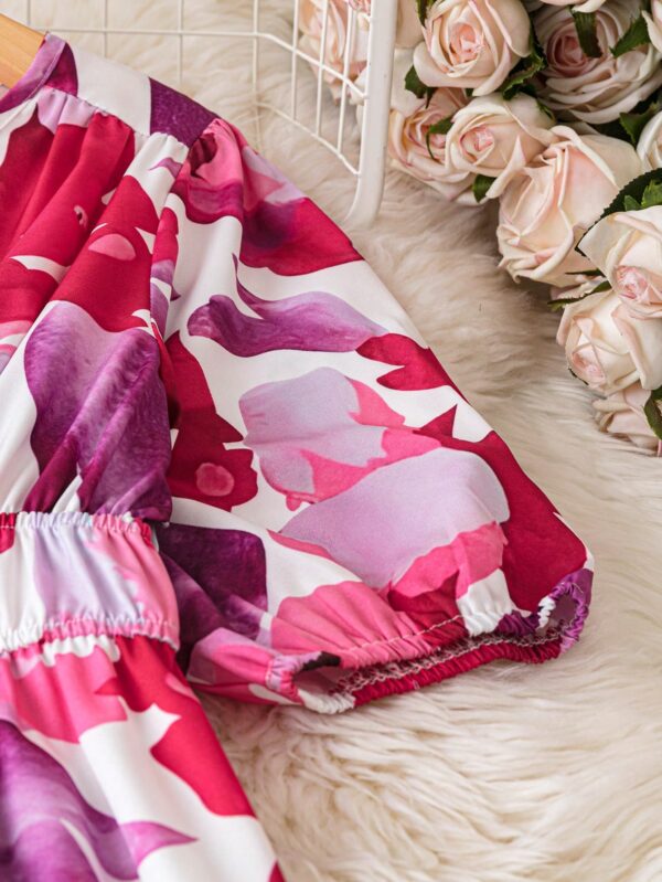 Vestido Maxi Estampado Floral con Cuello en V y Cintura Ajustable - Image 6