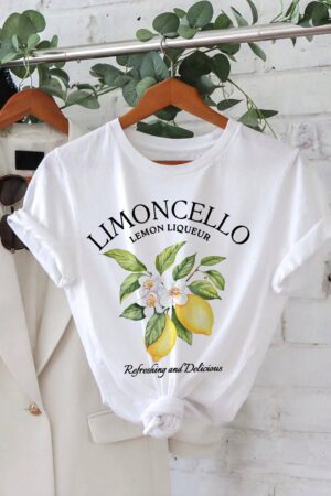 Camiseta Casual de Verano con Estampado de Frutas y Letras