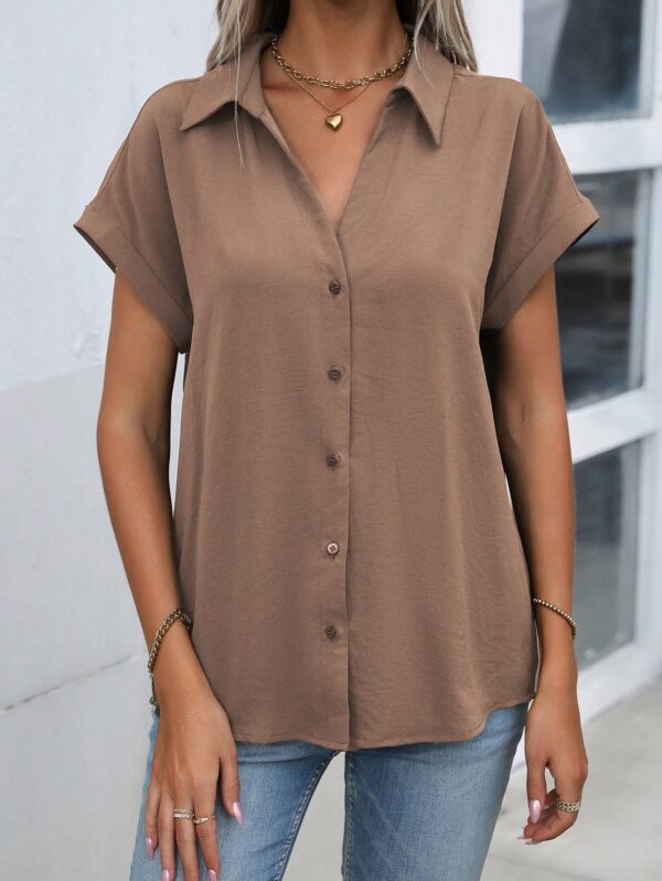 Camisa Casual de Manga Murciélago con Botones Frontales - Image 150