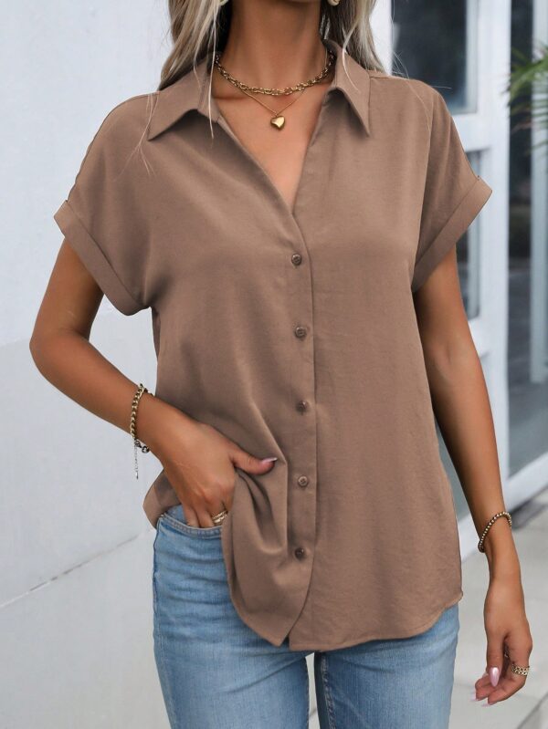 Camisa Casual de Manga Murciélago con Botones Frontales - Image 151