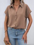 Camisa Casual de Manga Murciélago con Botones Frontales