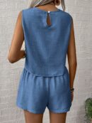 Set de Top Sin Mangas y Shorts a Juego en Color Sólido