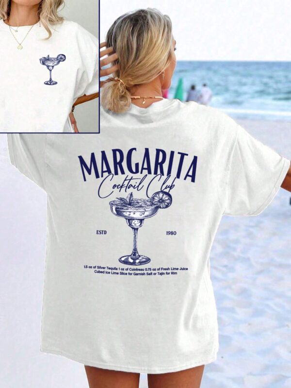Camiseta Holgada de Verano con Estampado Margarita