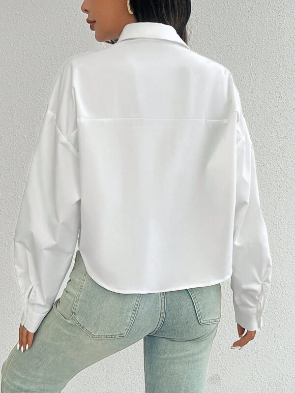 Camisa Casual Manga Larga con Bolsillo y Hombros Caídos - Image 9