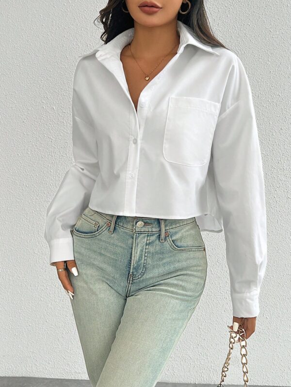 Camisa Casual Manga Larga con Bolsillo y Hombros Caídos - Image 10