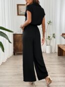Mono Casual de Lino para Verano, Pierna Ancha y Cintura Elástica