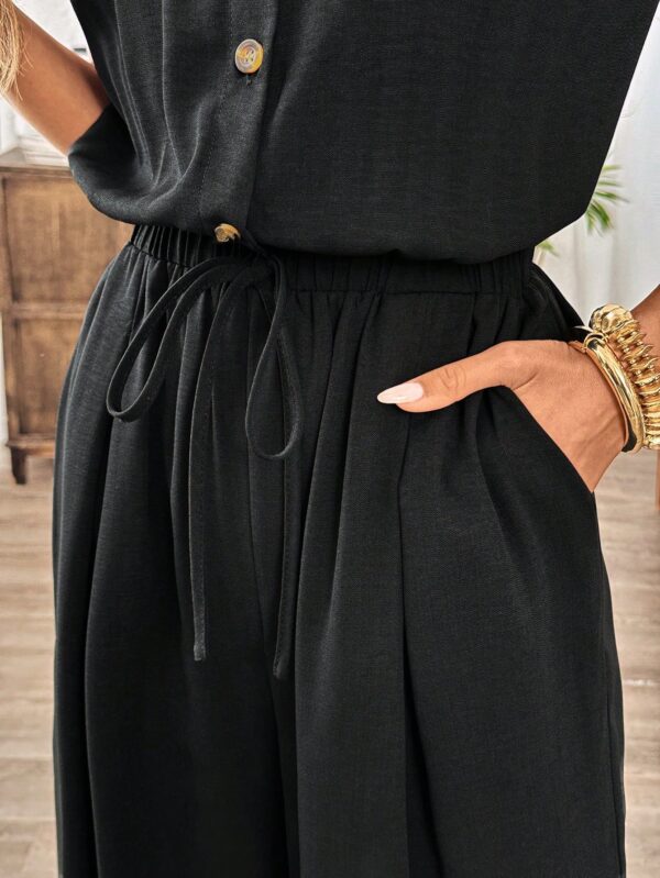 Mono Casual de Lino para Verano, Pierna Ancha y Cintura Elástica - Image 5