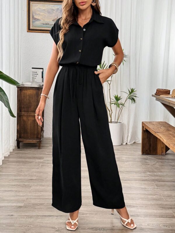 Mono Casual de Lino para Verano, Pierna Ancha y Cintura Elástica - Image 6