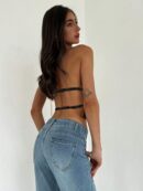 Top Camisola Acordonado con Volantes y Transparencia Semi-Sheer