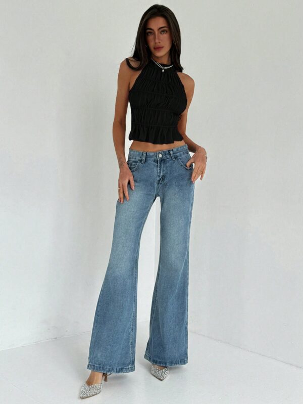 Top Camisola Acordonado con Volantes y Transparencia Semi-Sheer - Image 3