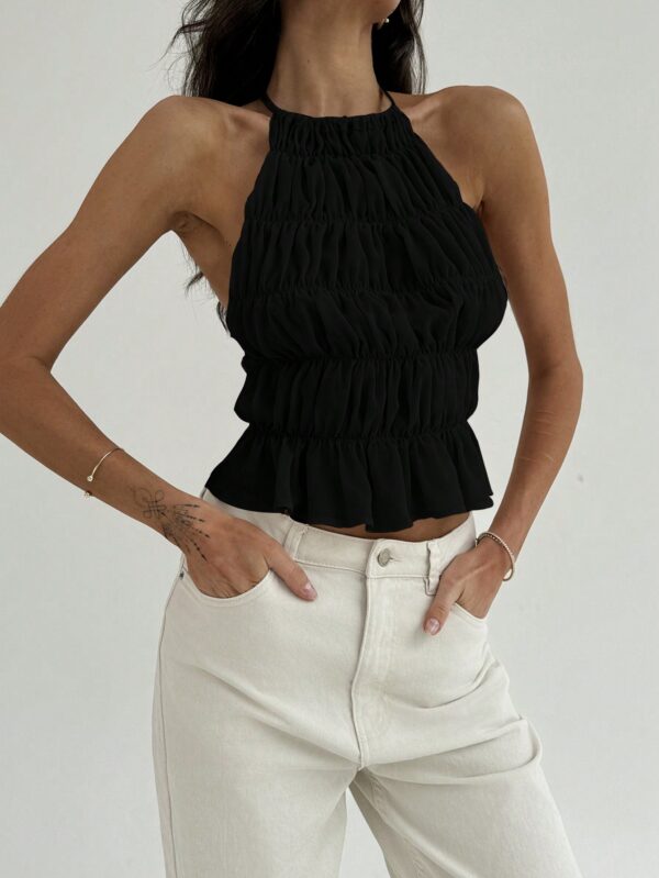 Top Camisola Acordonado con Volantes y Transparencia Semi-Sheer - Image 4