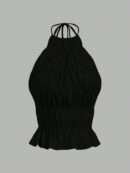 Top Camisola Acordonado con Volantes y Transparencia Semi-Sheer